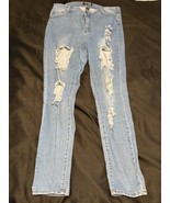 Fashion Nova 1X Light Wash Distressed Skinny Jeans Plus Size Ripped Denim - $22.95