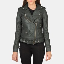 Alison Black brown green Tan Brown Suede Leather Biker Jacket - £112.12 GBP