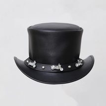 El Dorado | Men&#39;s Leather Top Hat | Chopper Nickel Hatband 100% Genuine ... - £31.29 GBP+