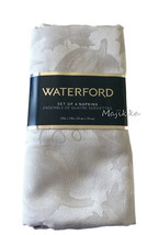 Waterford Pumpkin Thanksgiving Fall Autumn Set of 4 Napkins Leafs Embossed Ivory - £30.87 GBP