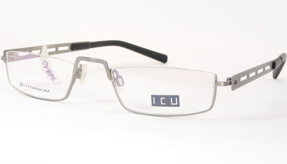 ICU by top look 8607 3 Matt Silver UNIQUE RARE EYEGLASSES B-TITANIUM 50-... - $96.56