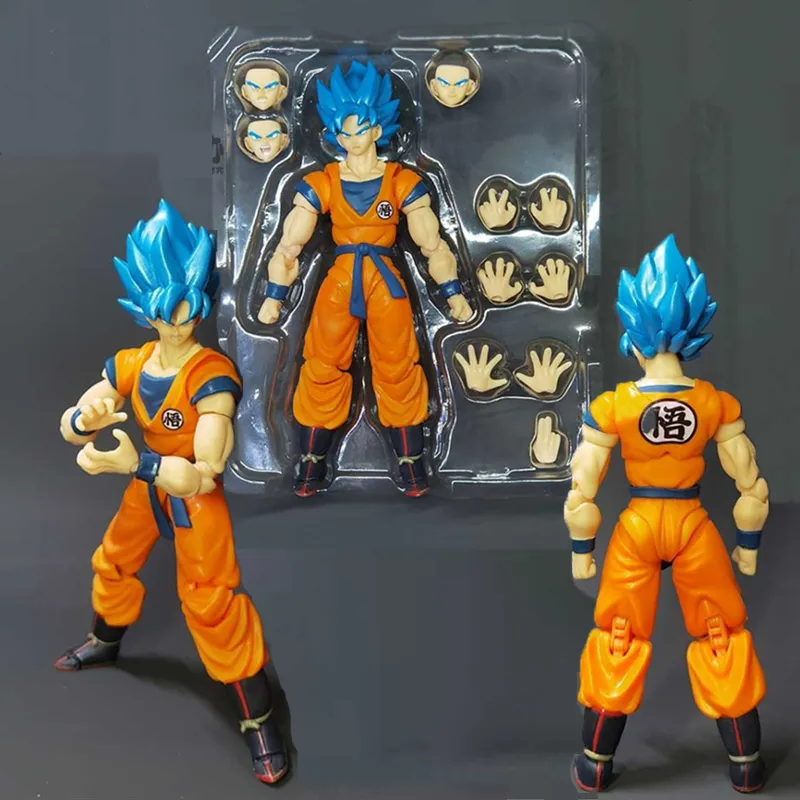 16CM Anime SHF Dragon Ball Z Son Goku Blue Hair Ver. Articulated PVC Action - $30.14+