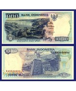 Indonesia P129g, 1000 Rupiah, Aerial view of Lake Toba / stone jumping! ... - $1.77