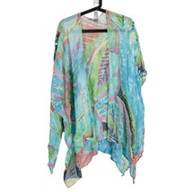 Chicos Linen Wrap One Size Womens Green Blue Beads Sequin Colorful Long - £13.87 GBP