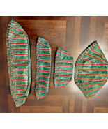 Longaberger Basket Liners Set OF 4 Holly Berry Stripe Holiday Green Red ... - $27.15