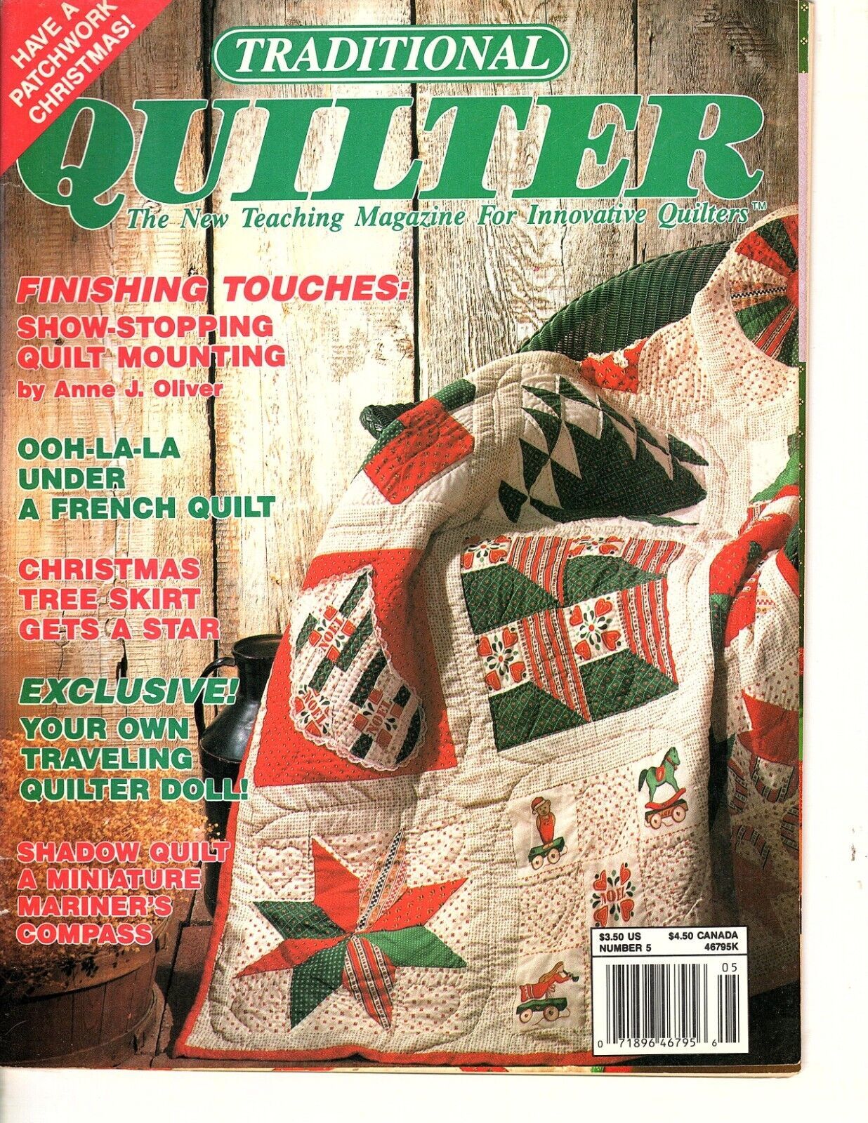Traditional Quilter Magazine October 1989 Christmas Special Quilt Patterns - $5.81
