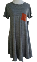 LuLaRoe Carly Dress Womens XS Heather Gray Orange Short Sleeve Swing Shift - £7.16 GBP