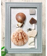 Handcrafted Seashell Framed 3D Art &quot;Photographer&quot; 4x6&quot; Blue Frame Weddin... - £18.00 GBP