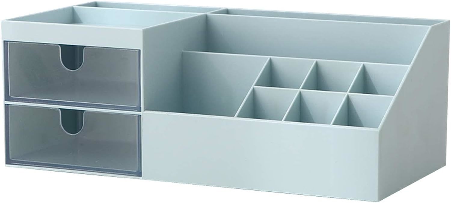 Primary image for Marknor Cosmetic Storage Organizer, Desk Storage Box, Mini Desk Storage, Blue.