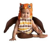 Owl Brown Orange Hooded Plush Vest Wings &amp; Pants Halloween Costume-sz 0/9 months - £15.82 GBP