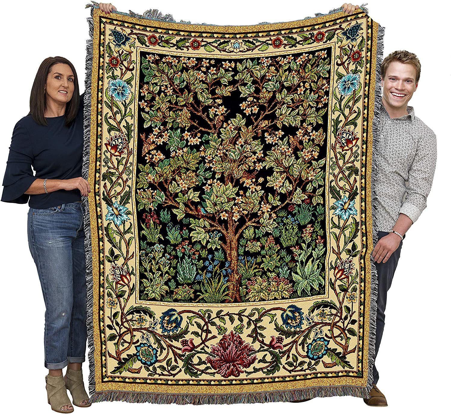 Primary image for William Morris Tree of Life Blanket - Arts & Crafts - Gift Tapestry Throw, 72x54
