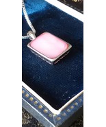 Vintage 1970-s Thick 925 Silver Pink Pearl Pendant / 18 inch Chain - Bea... - £67.26 GBP