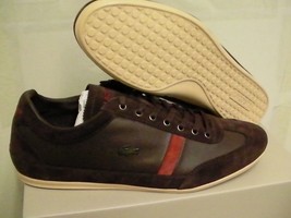 Lacoste shoes misano 22 spm leather/suede dark brown size 10.5 us  - £78.91 GBP