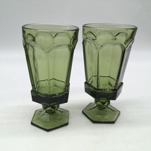 Fostoria Virginia Green Footed Iced Tea Glasses Set Of 2  Green EUC Vintage - $26.95