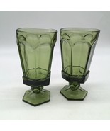 Fostoria Virginia Green Footed Iced Tea Glasses Set Of 2  Green EUC Vintage - £21.20 GBP