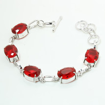 Mozambique Garnet Handmade Gemstone Christmas Gift Bracelet Jewelry 7-8&quot; SA 1531 - £4.78 GBP