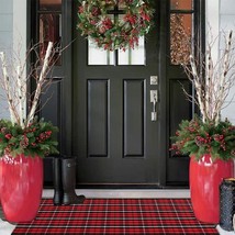 Kimode Christmas Black/Red Cotton Woven Checkered Welcome Door Mat, Buffalo - £31.93 GBP