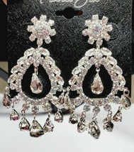 Franco Gia Silver Plated Earrings Special Occasion Dangle C Z's Teardrop Stud #4 - $26.70