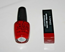 MAC Satin Lipstick Rough A Leveres #811 MAC Red + OPI Nailpolish  Lot Of 2 New - $18.52