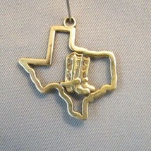 Vintage Texas Shaped &quot;Cowboy Boots&quot; Sterling Silver Charm Pendant Gold Plated - £28.41 GBP
