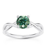 Diamond Engagement Ring Natural Round Green Treated VS2 14K White Gold 1... - £1,333.03 GBP