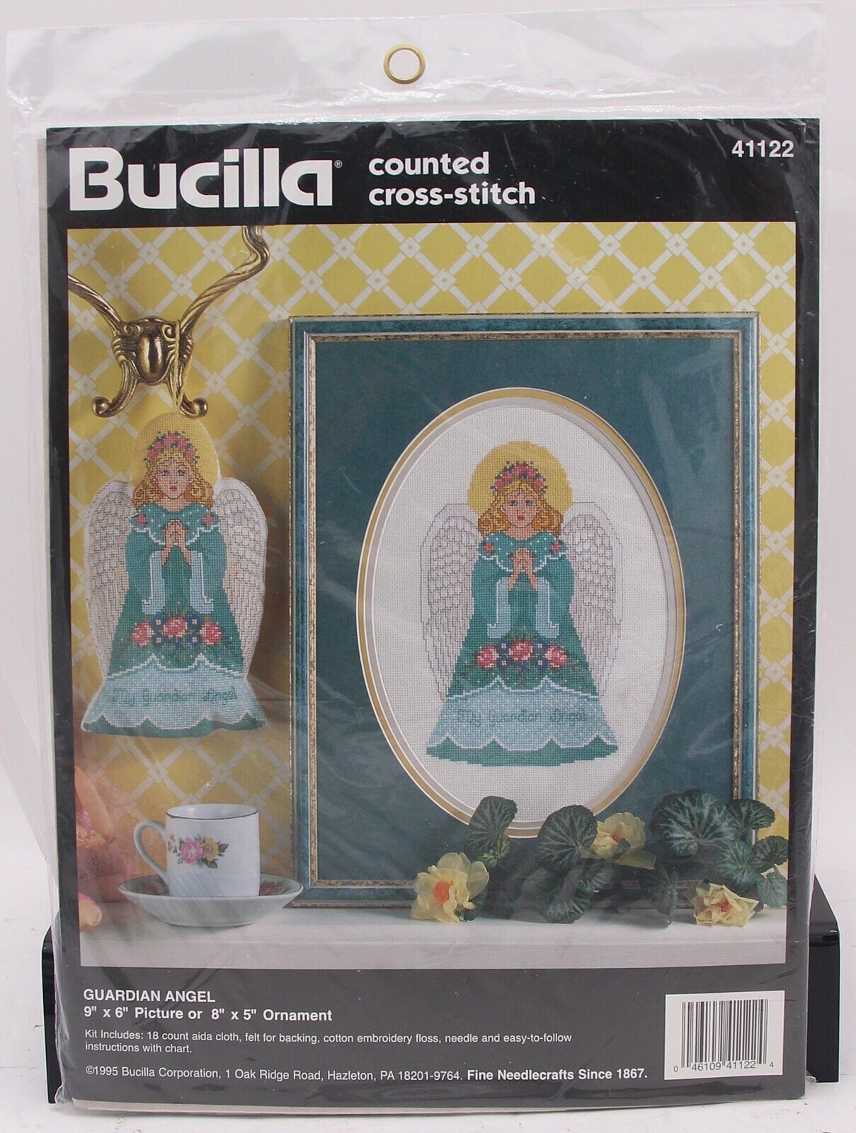 Primary image for Bucilla Christaman Counted Cross Stitch Guardian Angel Ornament 9x6 Vintage 1995