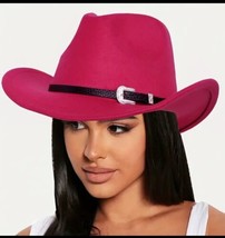 Pink Western Cowboy Hat Outback Cowgirl Hat Rode Felt Hat - $24.00