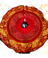 Christmas Elegant Brocade  Red/Gold Holiday Tree Skirt 55&quot; dia. Bombay Co. - €82,50 EUR