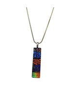 Vintage Handmade Dichroic Glass Pendant Necklace Womens Costume Jewelry - $24.95