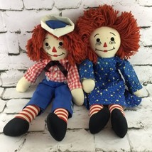 Vintage Raggedy Ann Andy 20” Plush Rag Dolls Classic Toys Set Of 2 Collectible - £31.14 GBP