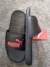 PUMA Cool Cat Slide Sandals for Men, Size 12 - Black/High Risk Red - £17.24 GBP
