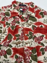 Tommy Hilfiger Hawaiian Button up Shirt Red Hibiscus Flower Islands X-Large - £10.43 GBP