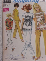 Simplicity Pattern 8000 Misses&#39; Overblouse &amp; Stove Pipe Pants Size 12 Vtg 1960&#39;s - £7.15 GBP