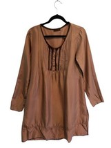 CP SHADES Womens Dress Mauve Silk Blend Tunic Pintucks Button Up Long Slv Sz M - £42.19 GBP