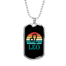 Leo Colors  Zodiac Necklace Stainless Steel or 18k Gold Dog Tag 24&quot; Chain - £37.92 GBP+