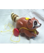 VINTAGE Fisher-Price 1979 COLORFUL &amp; CUTE PLASTIC RACCOON PULL TOY 1970&#39;s - $27.08 CAD