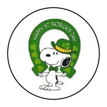 30 Cute Snoopy St Patrick&#39;s Day Envelope Seals Labels Stickers 1.5&quot; Round - £5.98 GBP