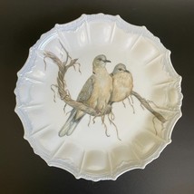 Vintage Hand Painted Ringneck Doves on Tree Branch Wall Plate Signed Dated 10⅜&quot; - £115.90 GBP