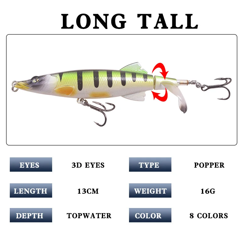 Sporting Proleurre Whopper Popper Fishing lures 13cm 16.5g Hard Baits Soft Rotat - £23.81 GBP
