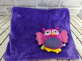 Zoocchini Baby blanket solid purple pink plush 3D owl in corner crinkle wings - £10.16 GBP
