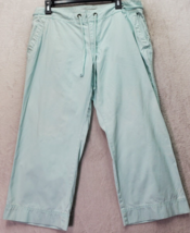 Old Navy Capri Pants Womens Sz 12 Green Cotton Low Waist Straight Leg Drawstring - £14.44 GBP