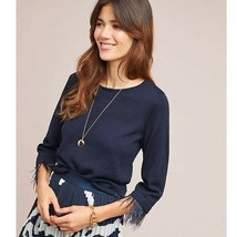 New Anthropologie Gatsby Feathered Moth Pullover Sweater Top  Small  $118  Blue - £40.29 GBP