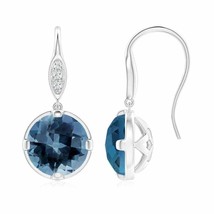 Natural London Blue Topaz Round Dangle Earrings in 14K Gold (Grade-AA , 8MM) - £645.26 GBP