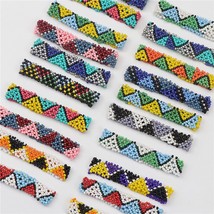 50pcs/lot Bohemian Colorful Rice Beads Braided Elastic Bracelets For Women Men F - £55.71 GBP