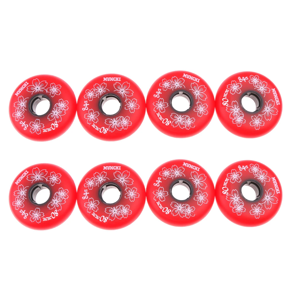 8 Pcs Professional Durable High ity PU Wheels 80mm 84A for Inline Roller Hockey  - £153.61 GBP