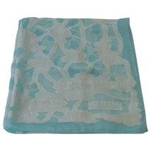 Armani Collezioni Blue Floral Shiny Sheer Viscose Silk Scarf Large Foulard - $108.90