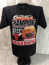 VTG 1998 True Fan Chicago Bulls 6 Time NBA Champions T-Shirt Black Large - $34.65