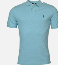 Polo Ralph Lauren custom slim Fit Mesh Polo Shirt, Blue Heather, Medium - £48.98 GBP