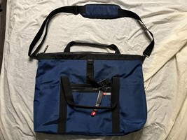 NDK Canvas Tote Bag Blue Mens Gym Handles Zipper Strap Carry NWT - $21.78