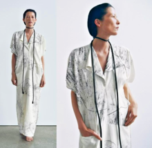 ZARA LINEN -VISCOSE BLEND PRINTED MIDI KAFTAN DRESS ZW COLLECTION M - $129.99